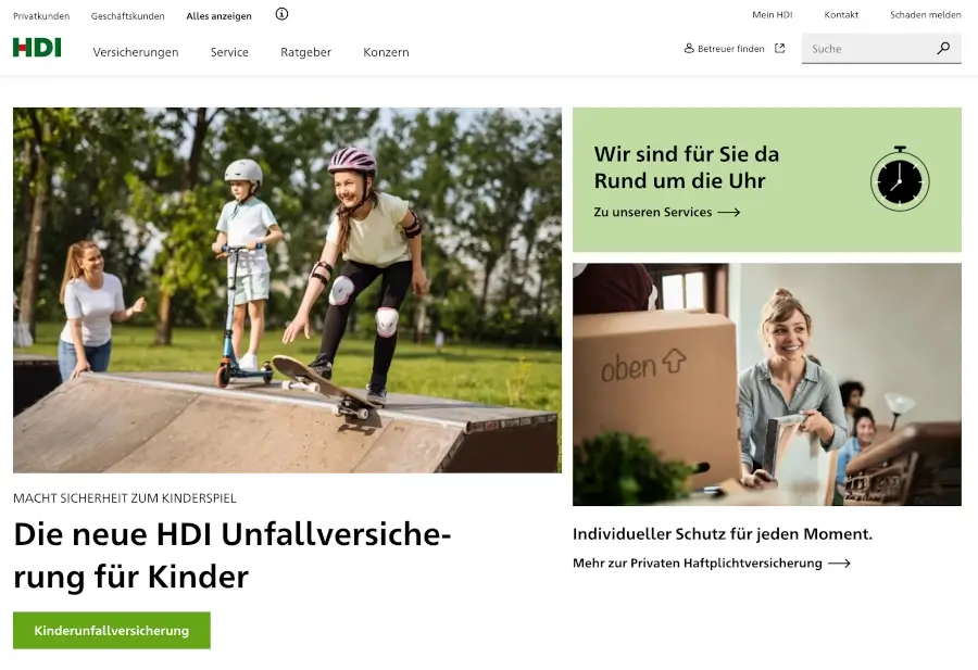 Webseite der HDI Group